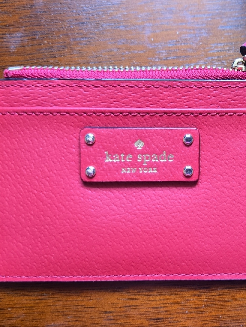Kate Spade Red Leather Zip Card Wallet